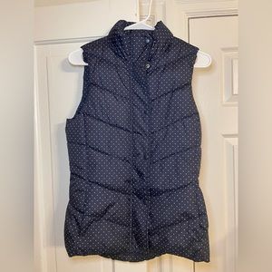GAP navy blue polka dot puffy vest Sz XS